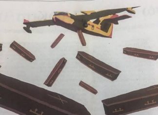 Σάλος από σκίτσο σε εφημερίδα που δείχνει Canadair να “ρίχνει” φέρετρα!