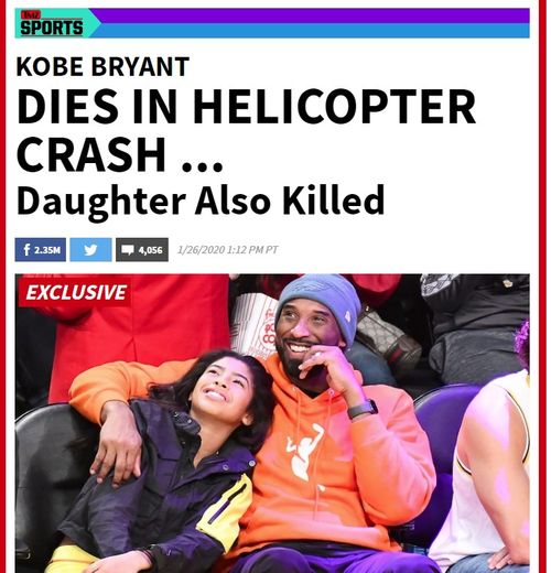 Νεκρός ο θρύλος του NBA Κόμπι Μπράιαντ σε συντριβή ελικοπτέρου